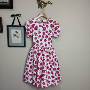 SARAH KENT | Kid's Dress with Pink Red Tulip Print Tie Back Size 10